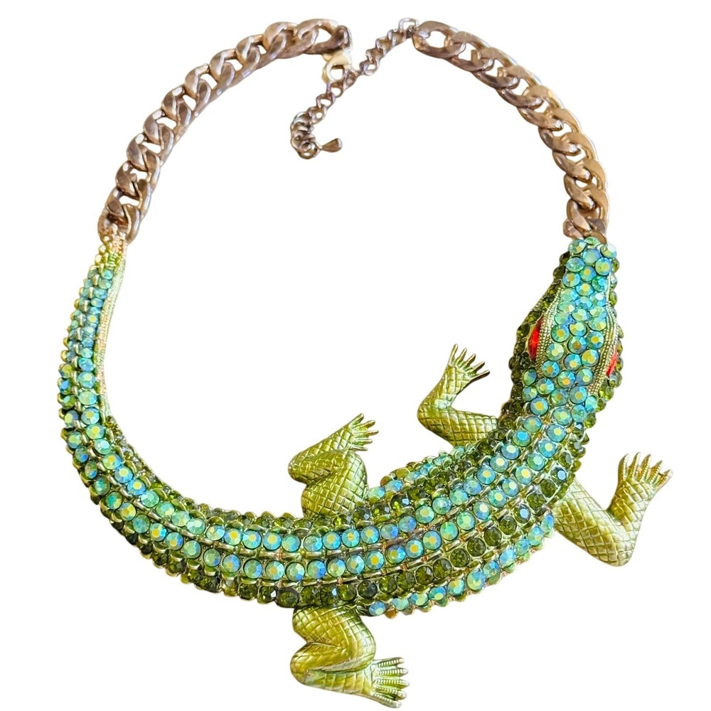 Runway‎ Iconic Necklace Crocodile Alligator Statement chunky Crystal Rhinestone